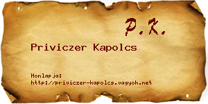 Priviczer Kapolcs névjegykártya